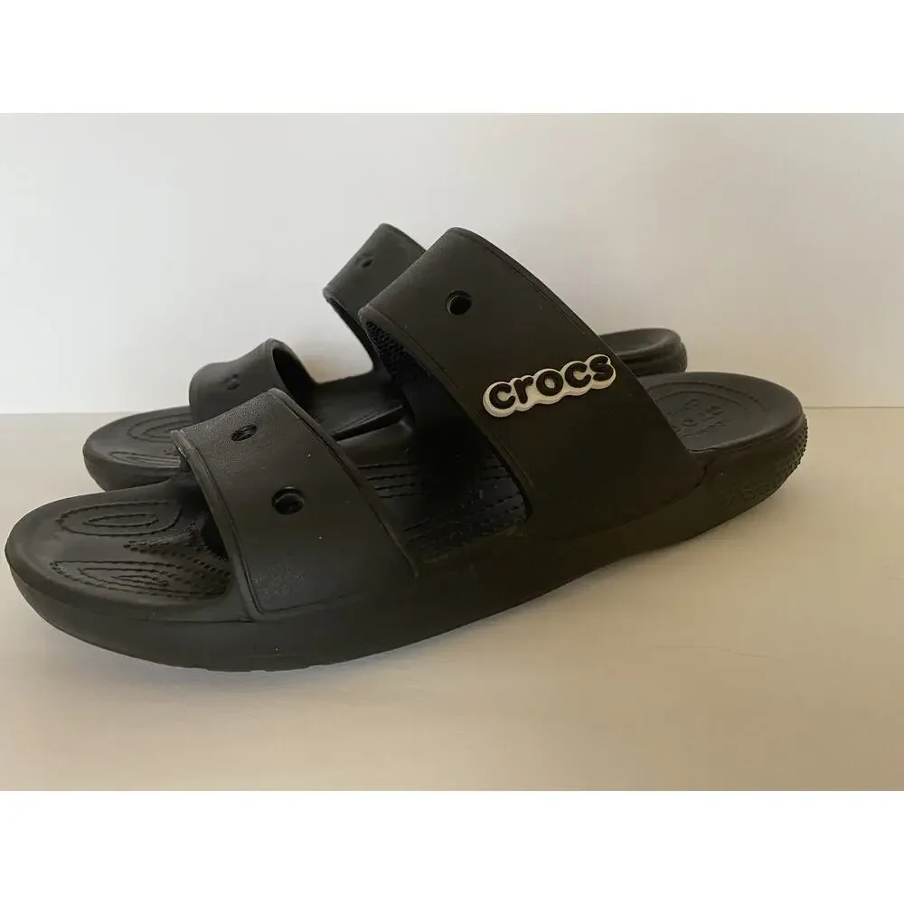 EUC Mens Crocs Size 11M Rubber Double Strap Logo
